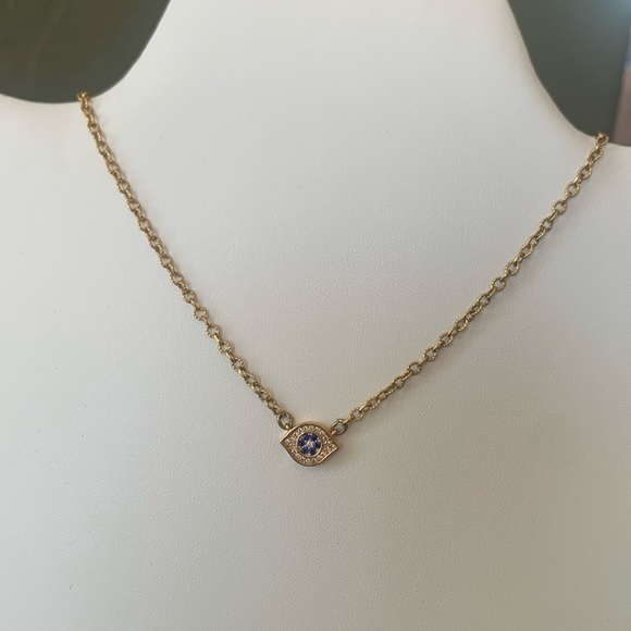 Crystal Eye of Protection Evil Eye Necklace on Gold Filled Chain - Picture 4 of 6